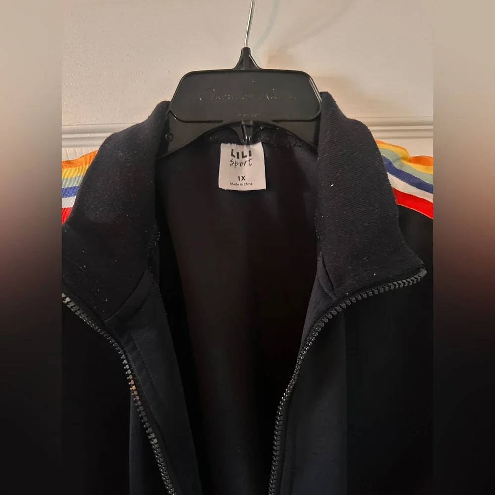 90s Y2K Multicolor Stripe Black Jacket - Picture 2 of 4